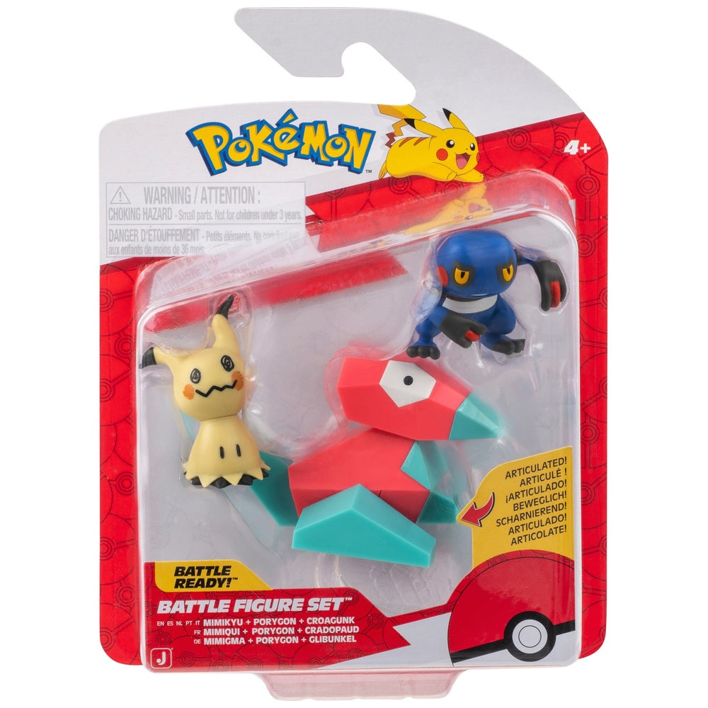 Pokemon: Battle Figure 3 Pack - Mimikyu & Porygon & Croagunk