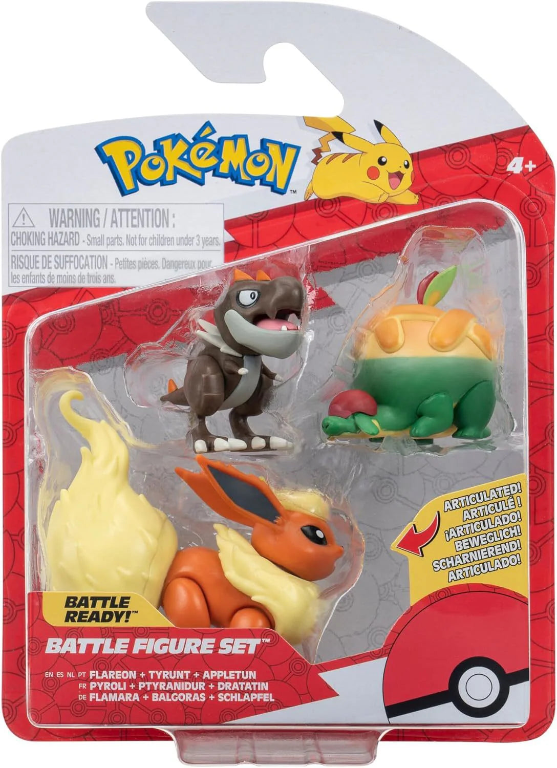Pokémon: 2" & 3" Battle Figure 3 Pack Flareon, Tyrunt & Appletun