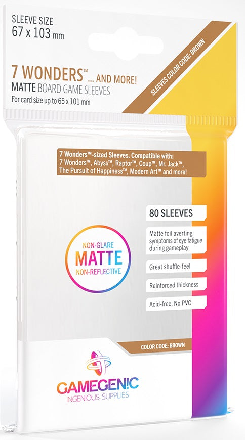 Gamegenic: Matte Board Game Sleeves: Size Code BROWN (67mm x 103mm) (80)