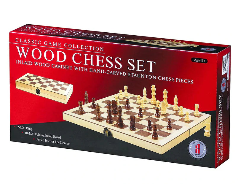 Classic Game Collection: Chess Set 15" Folding Inlaid Board