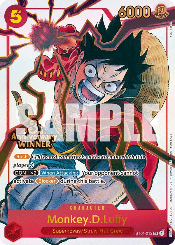 Monkey.D.Luffy (ST01-012) (3rd Anniversary Winner) [One Piece Promotio   General Games