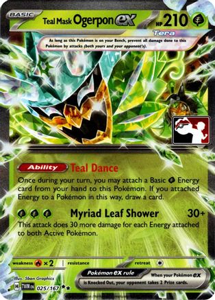 Teal Mask Ogerpon ex (Prize Pack Series 7) 025/167 - Holofoil Prize Pack Series Cards - Double Rare