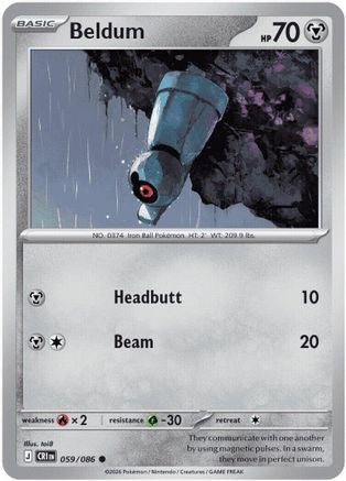 Beldum 059 - Reverse Holofoil ME04 Chaos Rising - Common
