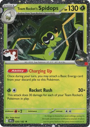 Team Rocket's Spidops (Cosmos Holo) 020/182 - Holofoil Prize Pack Series Cards - Rare