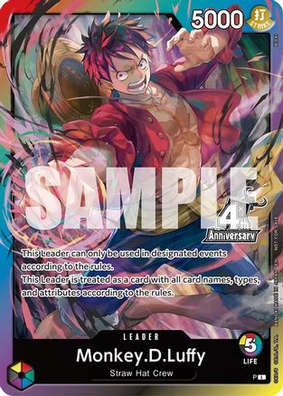 Monkey.D.Luffy (4th Anniversary Leader Card) - One Piece Promotion Cards