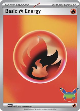 Basic Fire Energy (30th Celebration) 010 - Holofoil MEE Mega Evolution Energies - Futuristic Rare