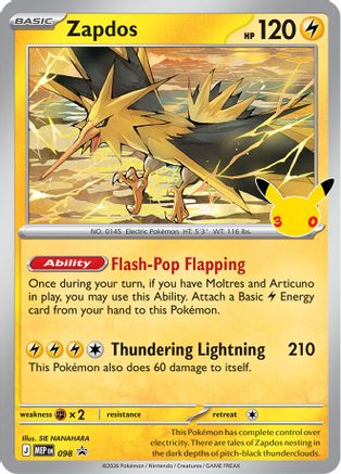 Zapdos (30th Celebration) 098 - Holofoil ME Mega Evolution Promo - Promo