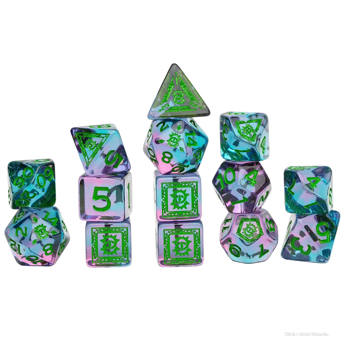 Sirius Dice: D&D Adventure Dice - Warlock - Purple/Green