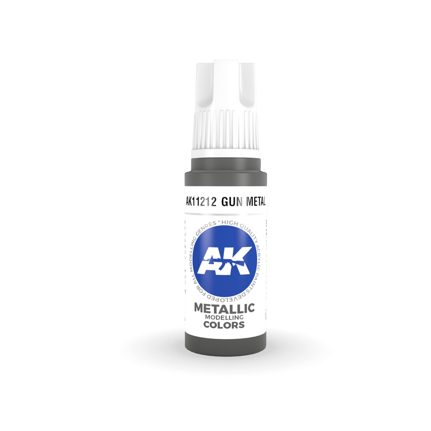 AK Interactive Gun Metal Metallic Acrylic Paint 17ml 3rd Generation