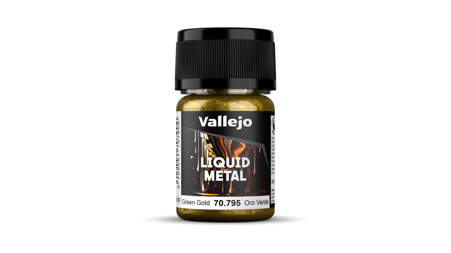Vallejo: Liquid Metal Green Gold - 35 ml Alcohol-based Metallic Paint