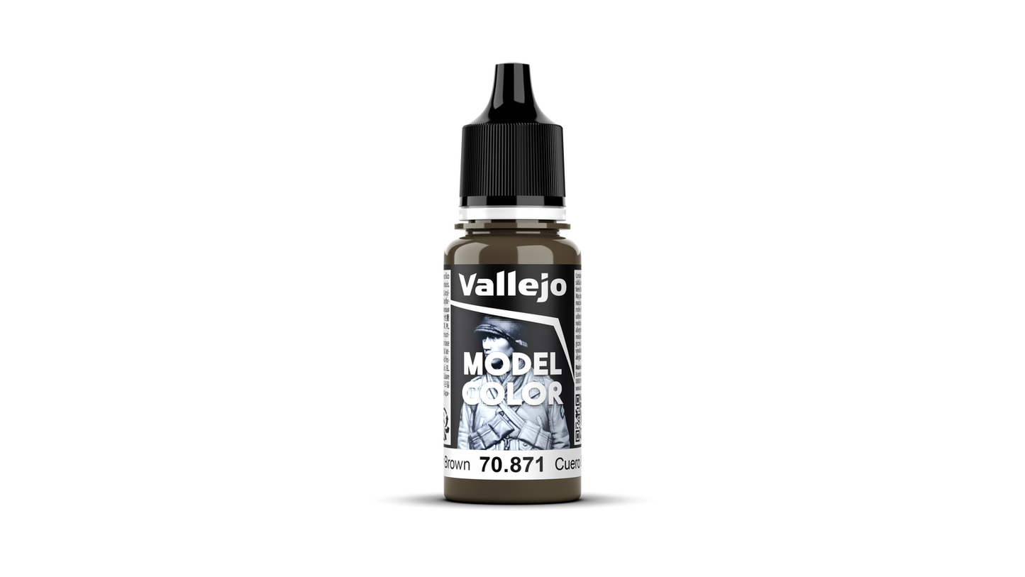 Vallejo: Model Colour #144 - Leather Brown - 18 ml Matt Acrylic Paint