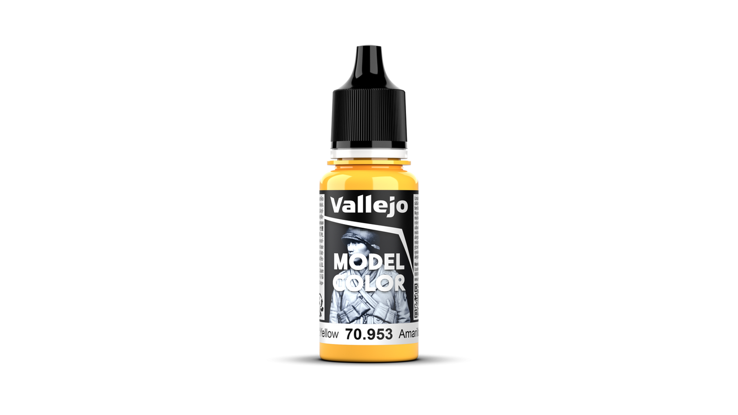 Vallejo: Model Colour #027 - Flat Yellow - 18 ml Matt Acrylic Paint