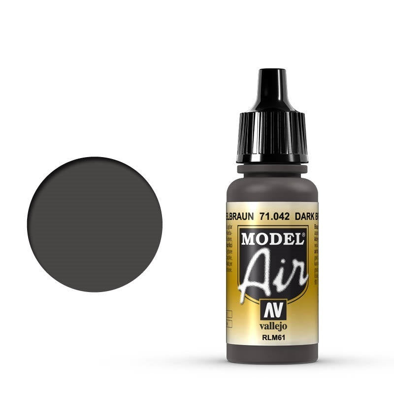 Vallejo: Model Air Dark Brown RLM61 17 ml Acrylic Airbrush Paint