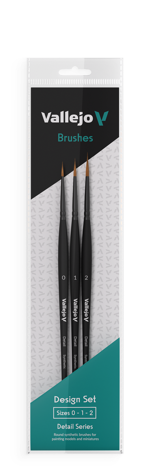 Vallejo Hobby Brushes: Detail Design Set - Synthetic fibers (Sizes 0, 1 & 2)