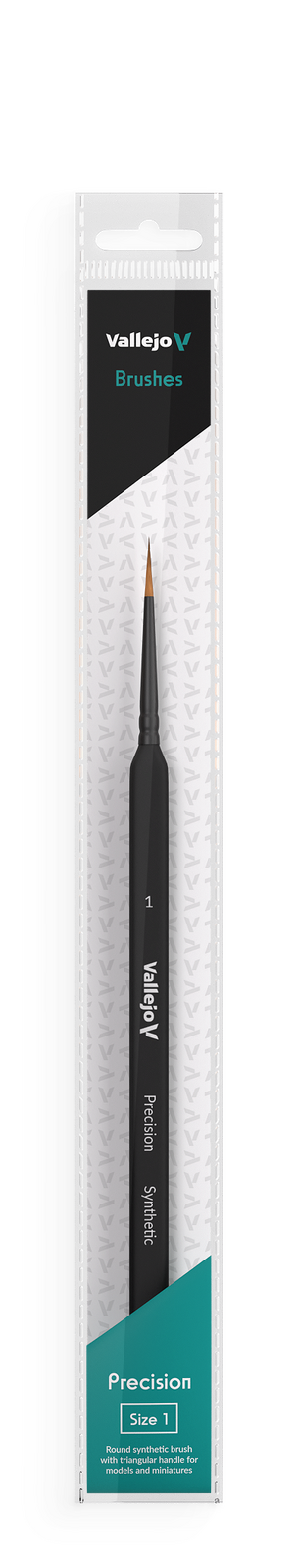 Vallejo Hobby Brushes: Precision Round Synthetic Brush, Triangular Handle No. 1