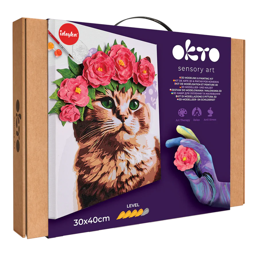 Okto 3D Modeling+Painting Kit 30x40cm - Cat in a Flower Crown