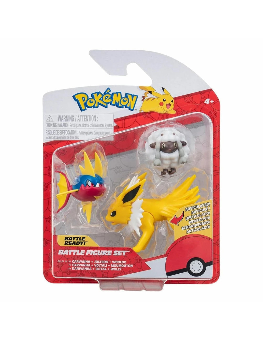 Pokémon: 2" & 3" Battle Figure 3 Pack Carvanha, Jolteon & Wooloo