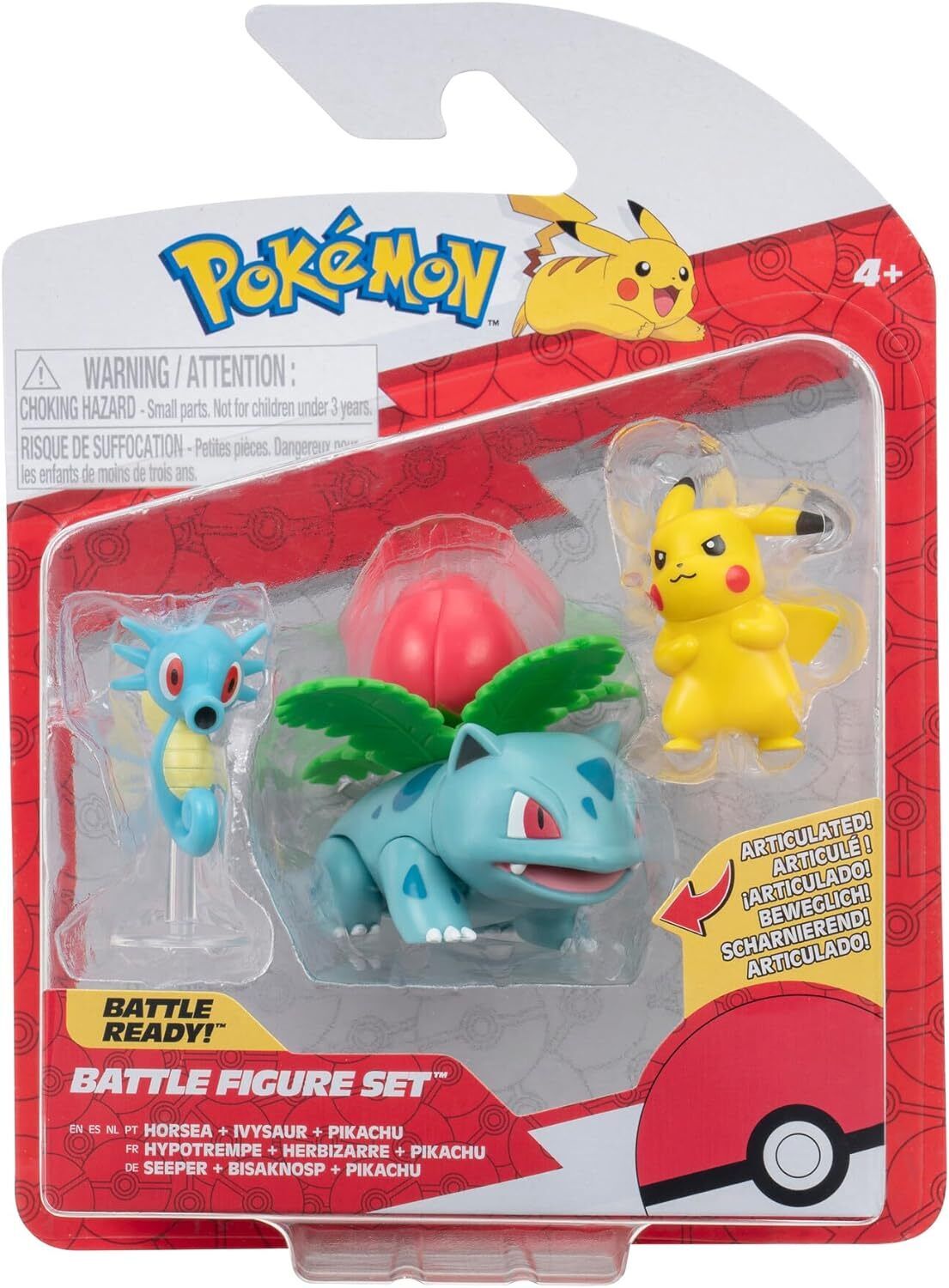 Pokémon: 2" & 3" Battle Figure 3 Pack Horsea, Ivysaur & Pikachu