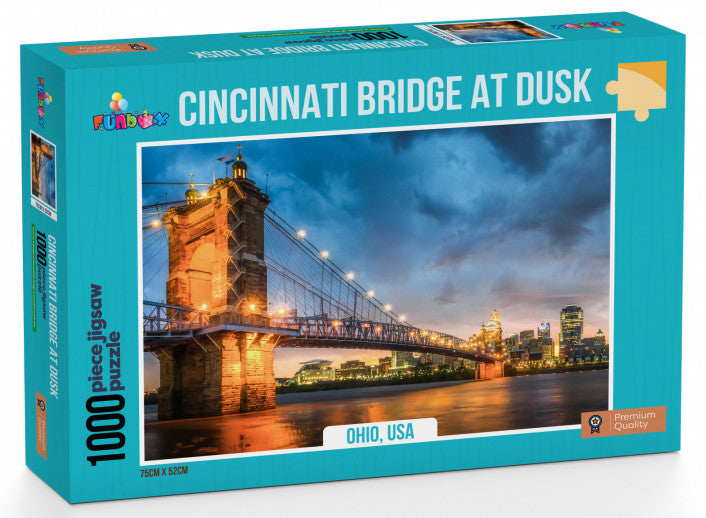 Funbox Jigsaw: Cincinnati Bridge at Dusk 1000pc