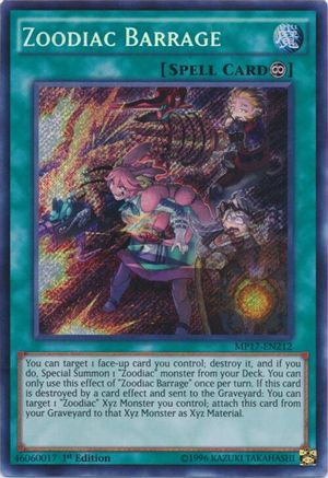 Zoodiac Barrage [MP17-EN212] Secret Rare