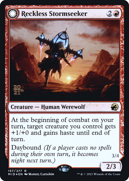 Reckless Stormseeker // Storm-Charged Slasher [Innistrad: Midnight Hunt Prerelease Promos]