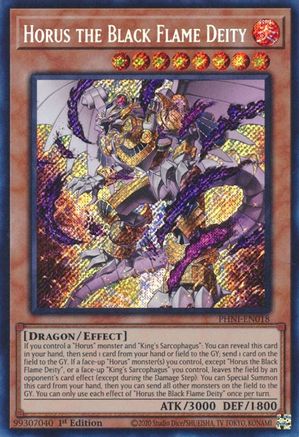 Horus the Black Flame Deity [PHNI-EN018] Secret Rare