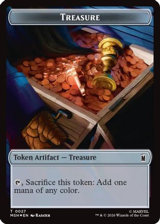 Treasure (0027) // Bird (0021) Double-Sided Token (Surge Foil) (MSC-27 // 21) - Commander: Marvel Super Heroes Foil