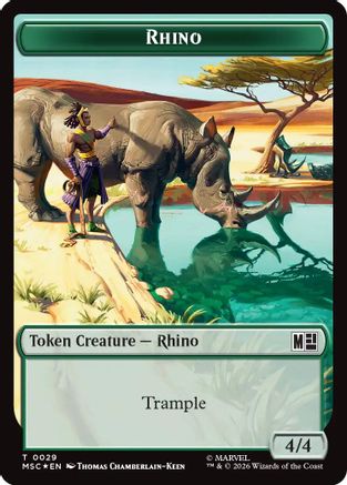 Rhino (0029) // Elephant (0028) Double-Sided Token (Surge Foil) (MSC-29 // 28) - Commander: Marvel Super Heroes Foil