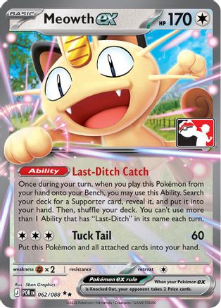 Meowth ex 062/088  - Holofoil Prize Pack Series Cards - Double Rare