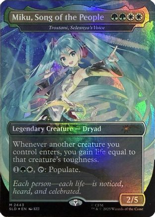 Miku, Song of the People - Trostani, Selesnya's Voice (Display Commander) - Thick Stock (SLD-2443) - Secret Lair Drop Series Foil