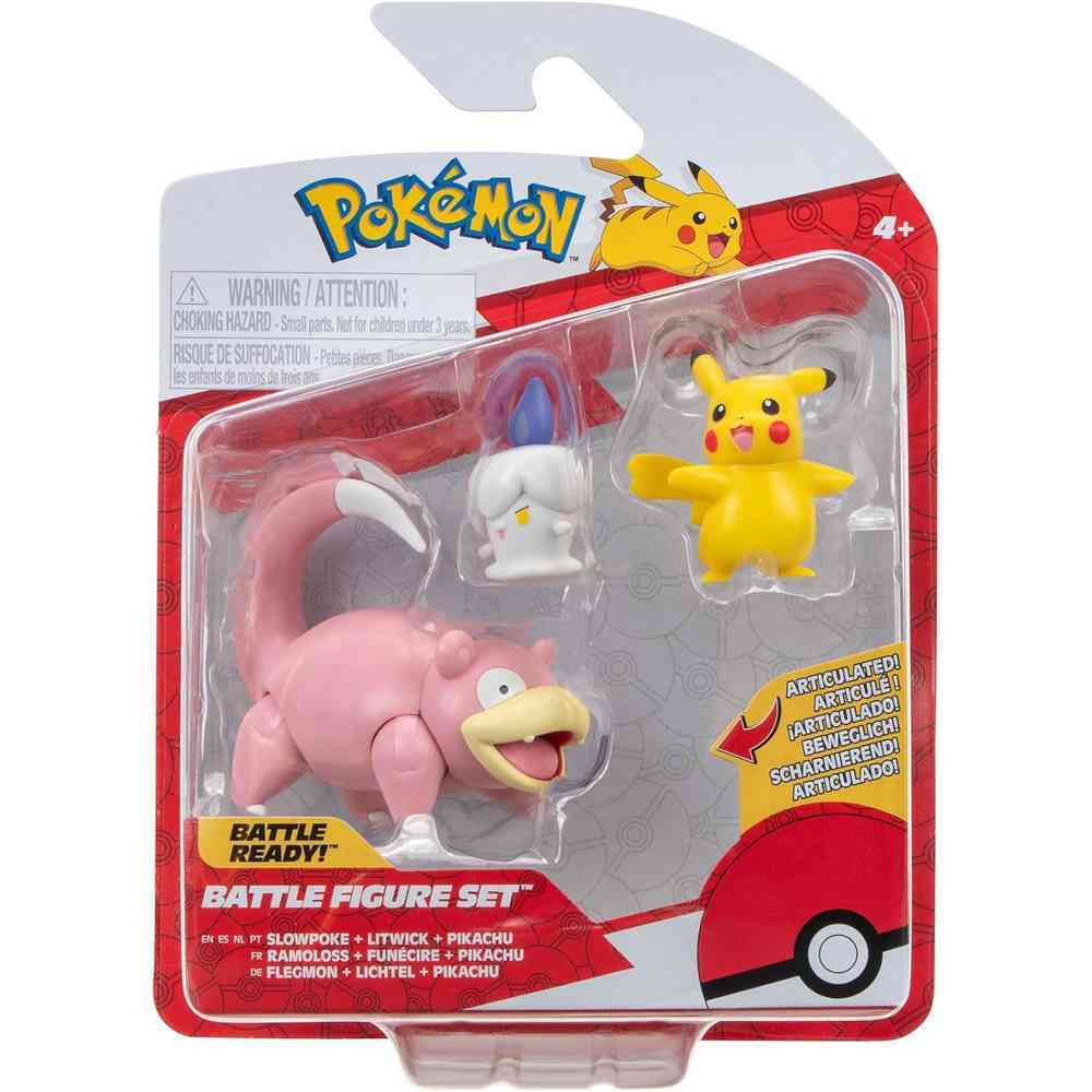 Pokémon: 2" & 3" Battle Figure 3 Pack Slowpoke, Litwick & Pikachu