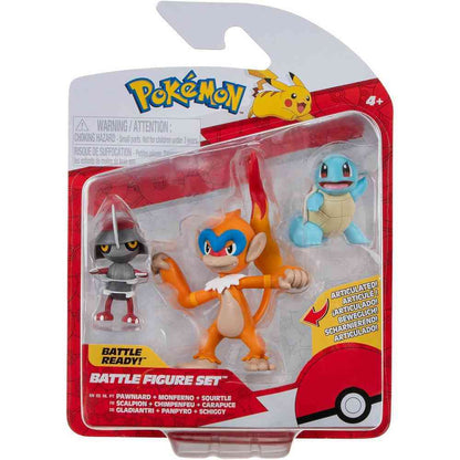 Pokémon: 2" & 3" Battle Figure 3 Pack Pawniard, Monferno & Squirtle