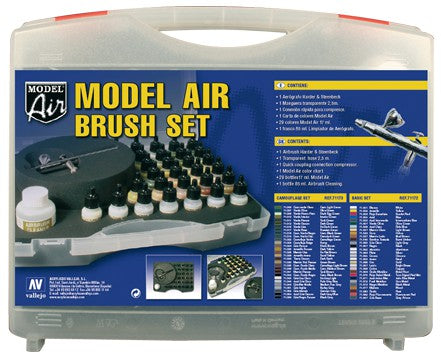 Vallejo: Model Air - Basic Colours & Airbrush Set