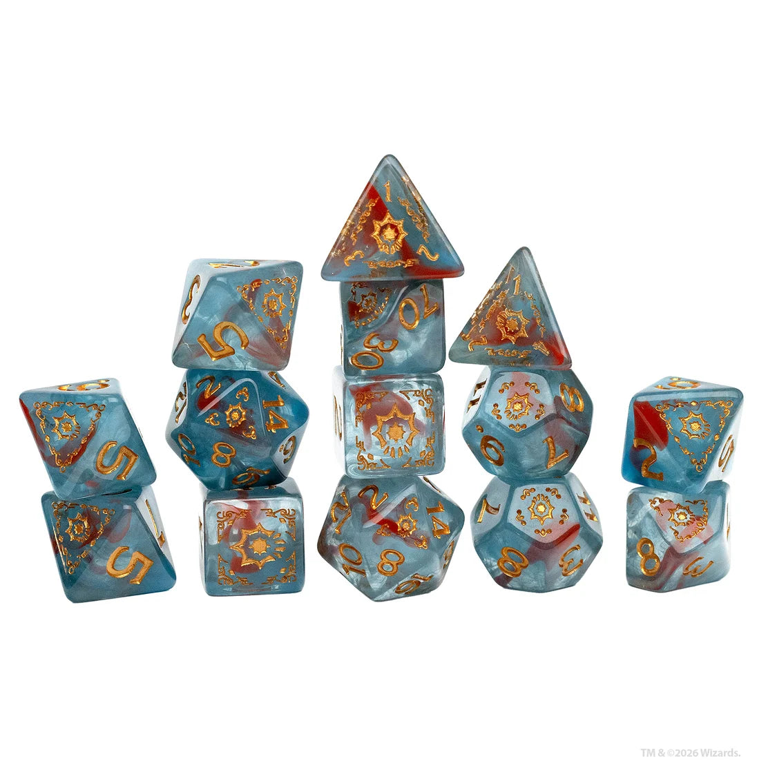Sirius Dice: D&D Adventure Dice - Cleric - Light Blue/Red