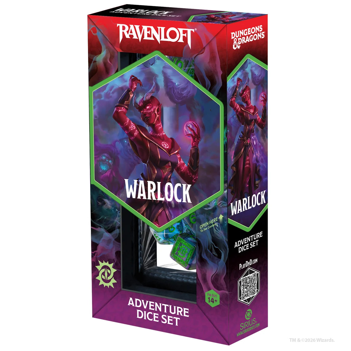 Sirius Dice: D&D Adventure Dice - Warlock - Purple/Green