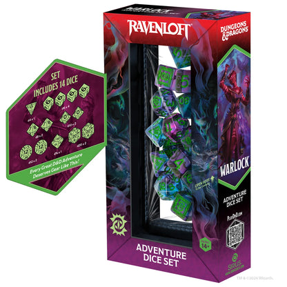 Sirius Dice: D&D Adventure Dice - Warlock - Purple/Green