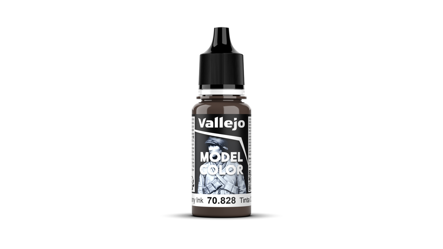 Vallejo Model Colour #193 - Mahogany Ink - 18 ml Transparent Acrylic Paint