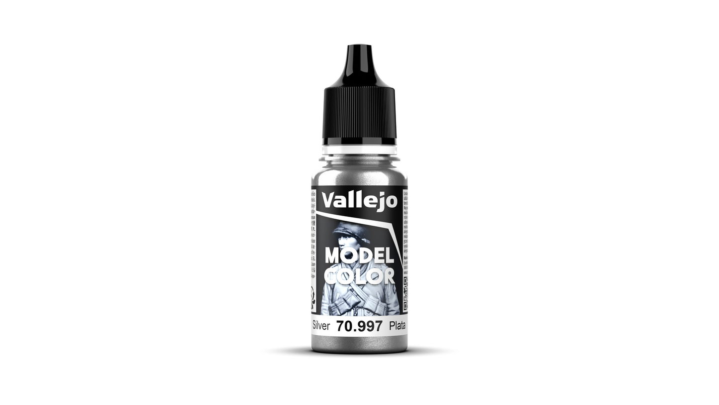 Vallejo: Model Colour #195 - Silver - 18 ml Metallic Acrylic Paint