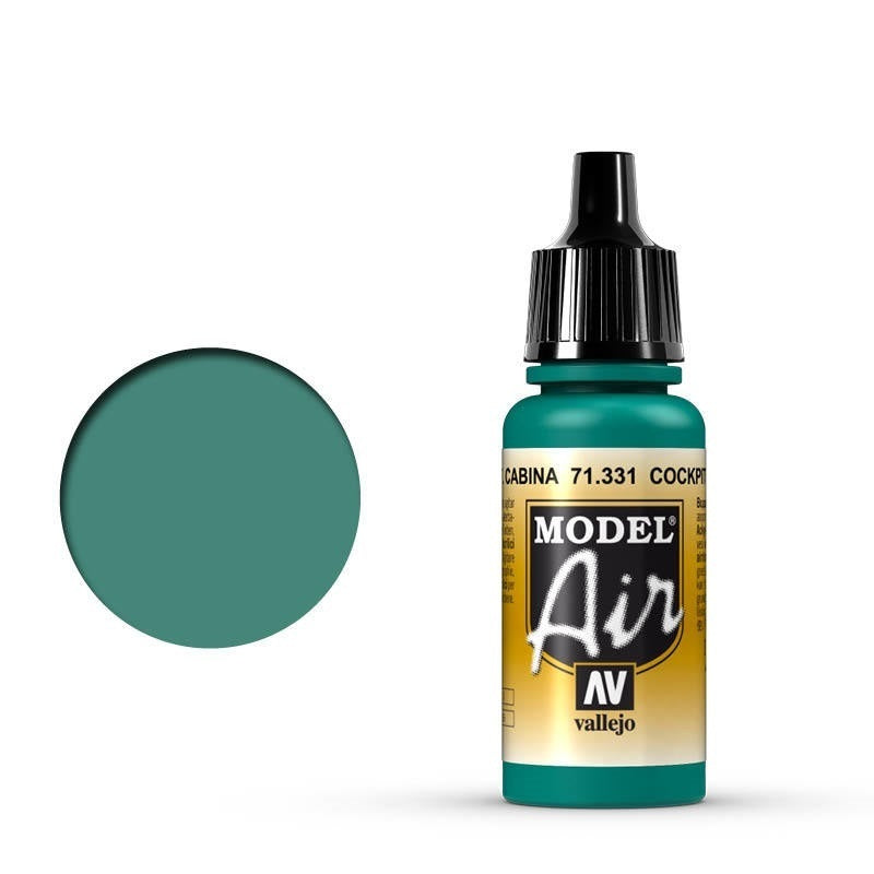 Vallejo: Model Air Cockpit Emerald Green 17 ml Acrylic Airbrush Paint
