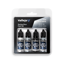 Vallejo: True Metallic Metal Sterling Silver - 4 Colour Paint Set