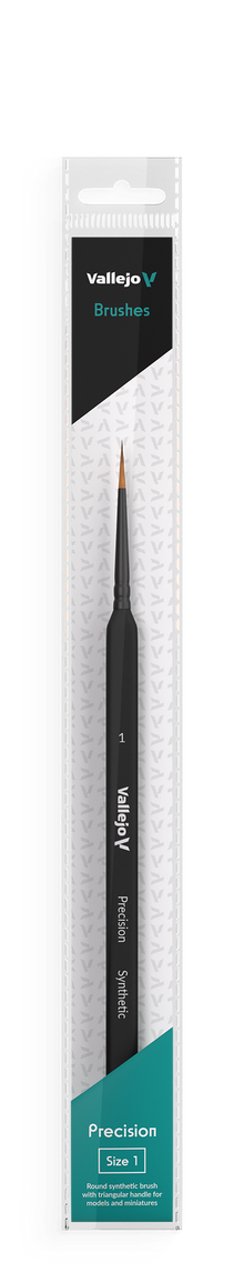 Vallejo Hobby Brushes: Precision Round Synthetic Brush, Triangular Handle No. 1