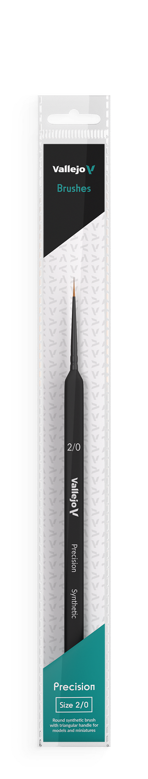 Vallejo Hobby Brushes: Precision Round Synthetic Brush, Triangular Handle No. 2/0