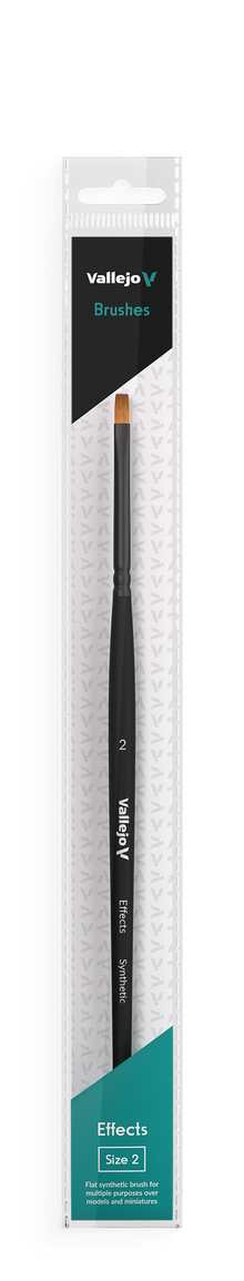 Vallejo Hobby Brushes: Effects Flat Rectangular Synthetic Brush No. 2