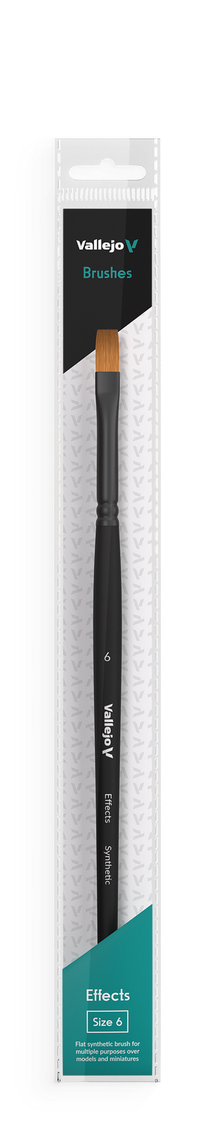 Vallejo Hobby Brushes: Effects Flat Rectangular Synthetic Brush No. 6