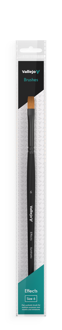 Vallejo Hobby Brushes: Effects Flat Rectangular Synthetic Brush No. 6