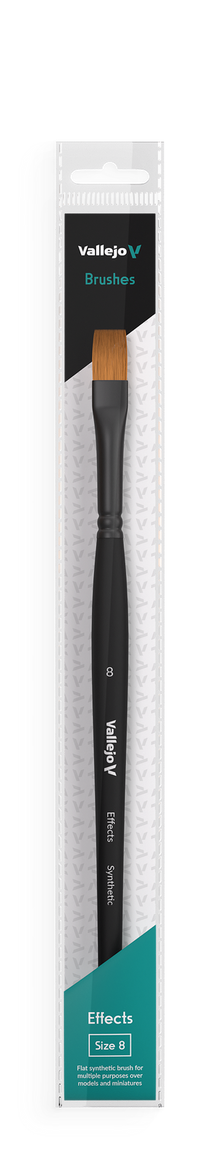 Vallejo Hobby Brushes: Effects Flat Rectangular Synthetic Brush No. 8