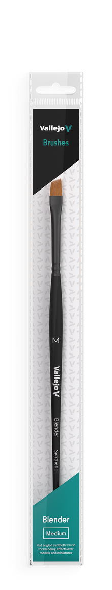 Vallejo Hobby Brushes: Blender Flat Angled Synthetic Brush Medium