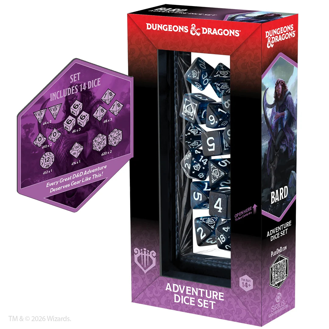 Sirius Dice: D&D Adventure Dice - Bard - Blue/Black