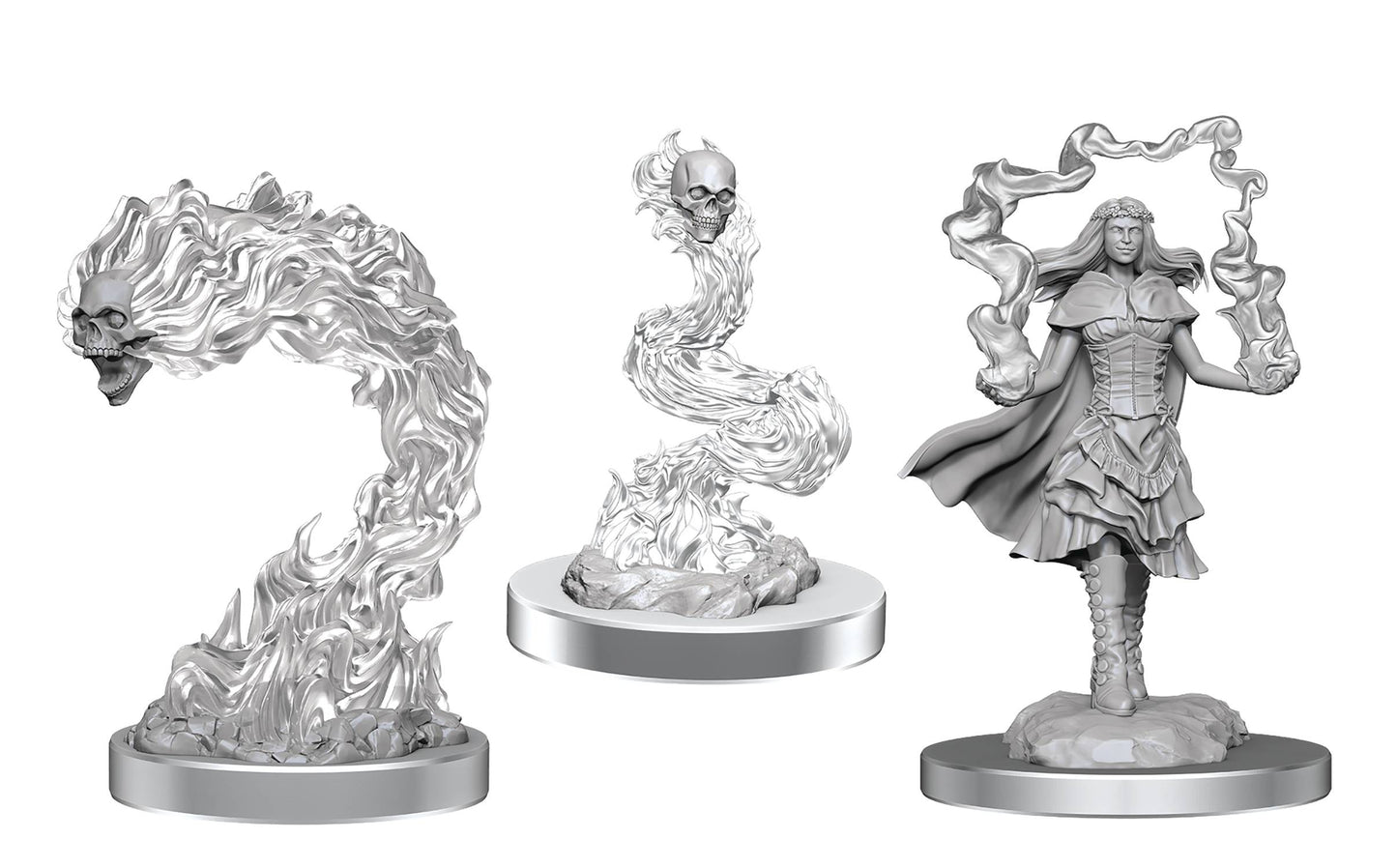 Nolzur's Marvelous Miniatures: Dark Spellcaster & Flameskulls