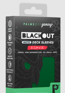 Palms Off: Blackout Deck Sleeves - Japanese Mini Size 60pc - Matte Green
